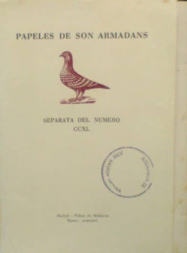 Papeles de Son Armadans. Separata del número CCXL